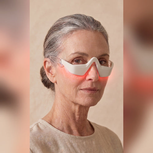 The Elysia Eye Set worn with the red light on